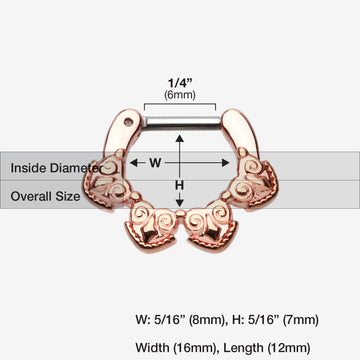 Rose Gold Tribal Tetra Septum Clicker-Rose Gold